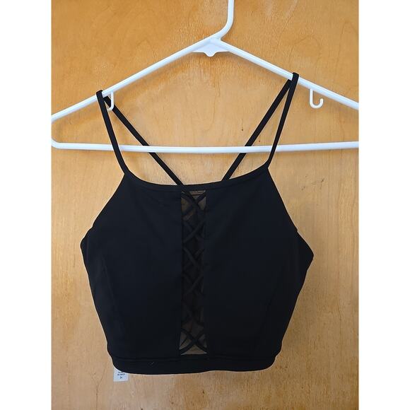 Lululemon Shoreline Swim Bikini Top Womens 6 Stretch UV Protection Mesh Black - Picture 1 of 6